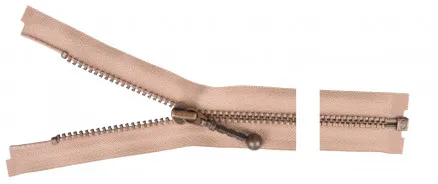 YKK Delbar Lynlås Antik Messing 65cm 4mm Beige